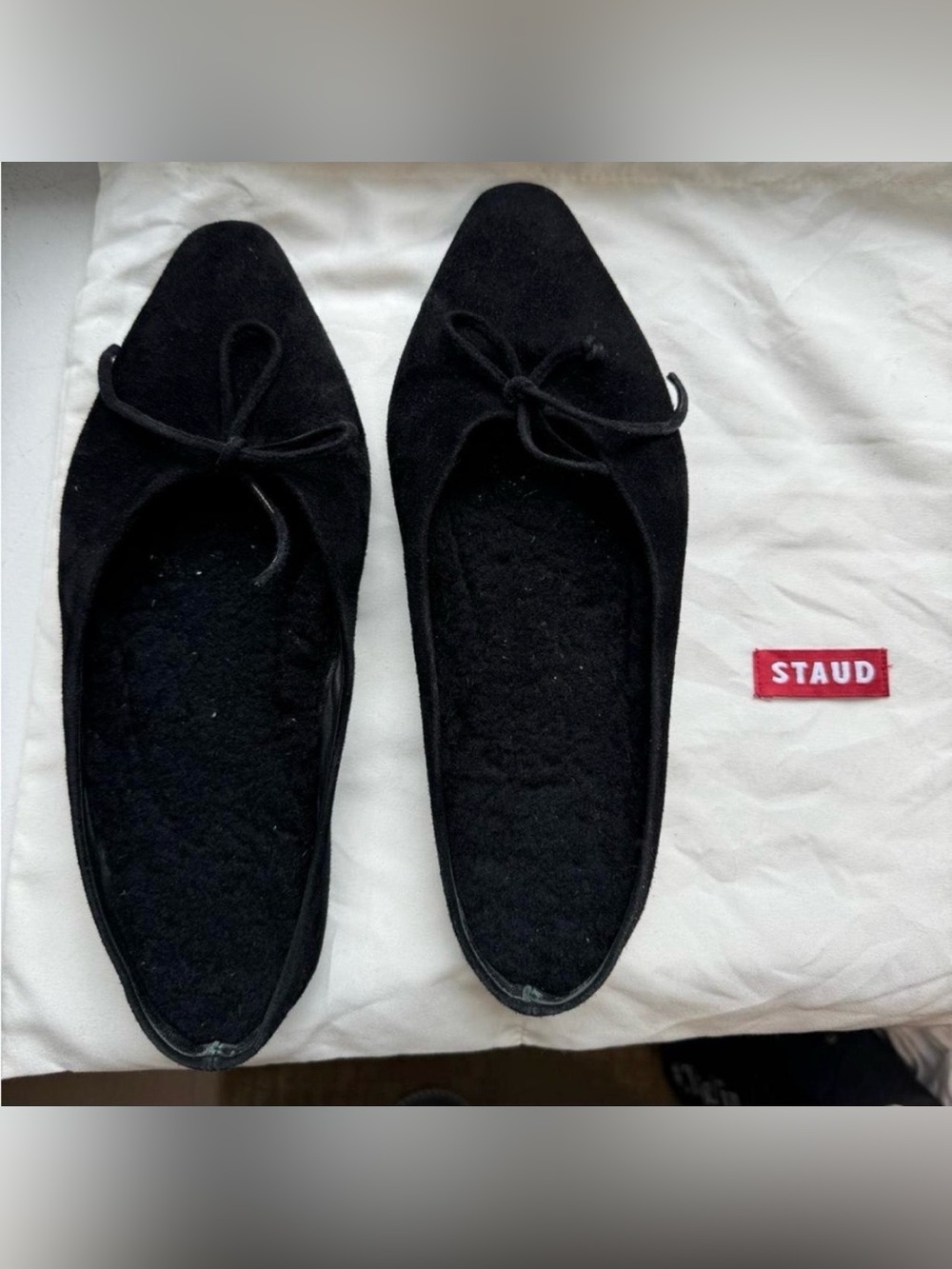 Staud “Gina” Ballet Flat Mules in Black Suede - Picture 4 of 5